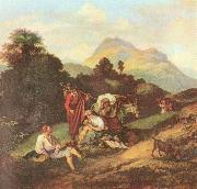 Adrian Ludwig Richter Italienische Landschaft mit ruhenden Wandersleuten oil painting picture wholesale